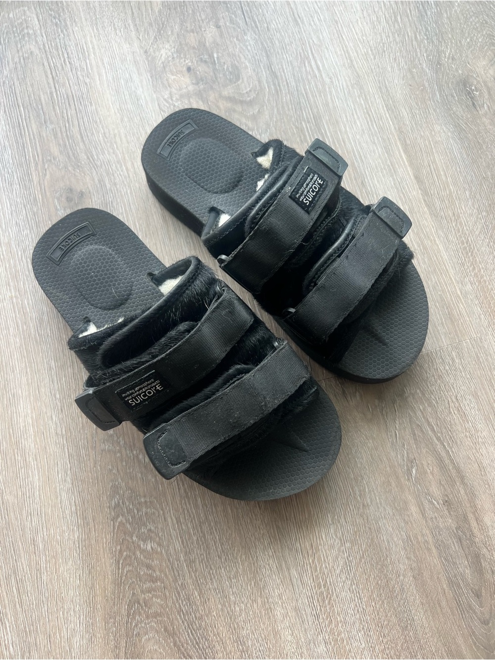 Suicoke Pony Hair Slide Sandals